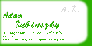 adam kubinszky business card